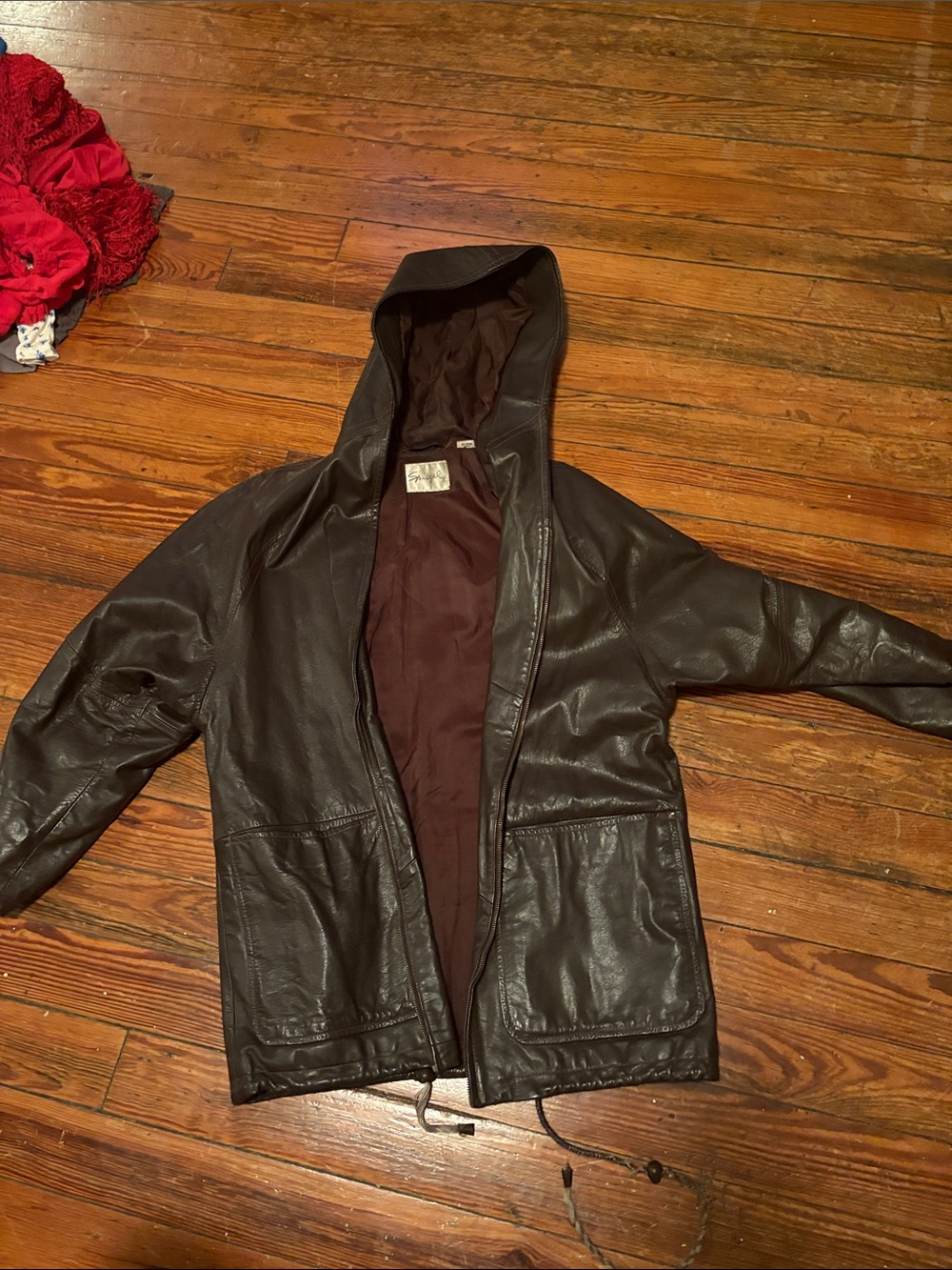 Spiegel Men's Black Hooded Leather Jacket